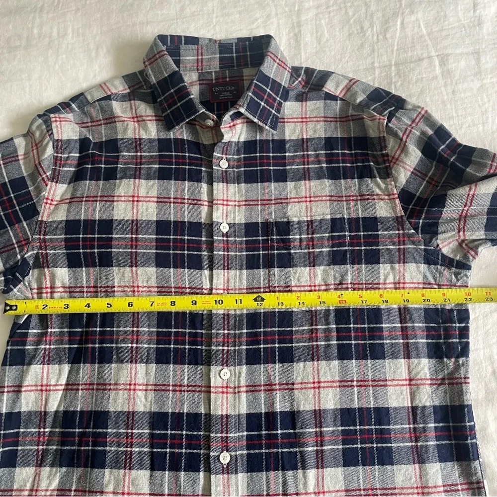 UNTUCKit Campeneta  Blue Plaid Long Sleeve Flannel Shirt Button Front - Picture 11 of 12